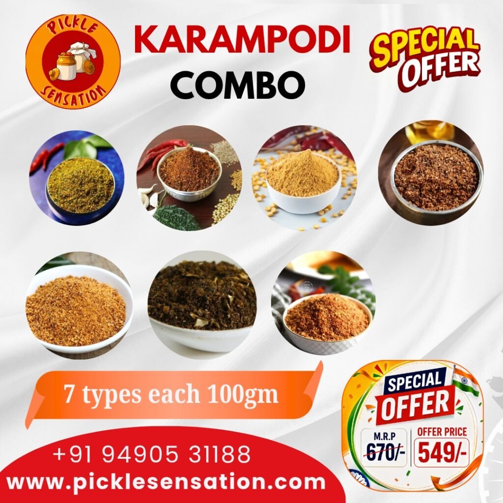 Pickle Sensations Independence Day Karam Podi Combo with 7 traditional Andhra podi varieties